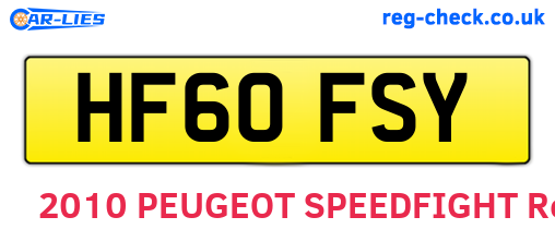 HF60FSY are the vehicle registration plates.