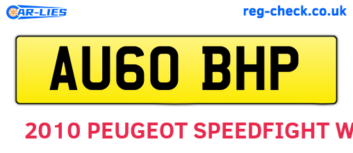 AU60BHP are the vehicle registration plates.