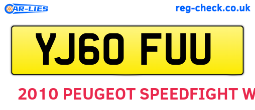 YJ60FUU are the vehicle registration plates.