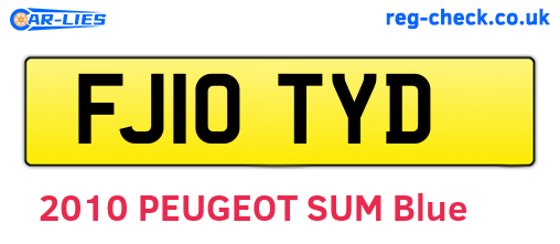 FJ10TYD are the vehicle registration plates.