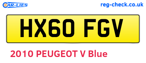 HX60FGV are the vehicle registration plates.