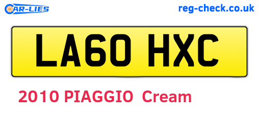 LA60HXC are the vehicle registration plates.