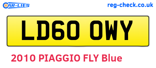 LD60OWY are the vehicle registration plates.
