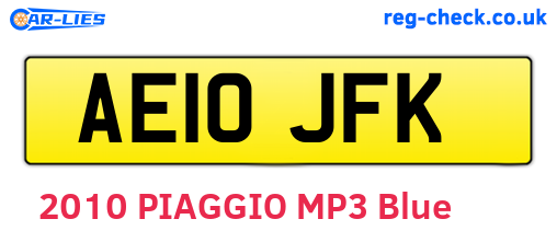AE10JFK are the vehicle registration plates.