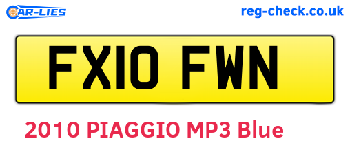 FX10FWN are the vehicle registration plates.