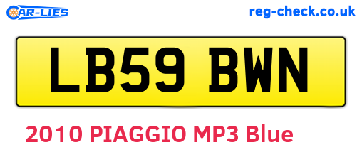 LB59BWN are the vehicle registration plates.