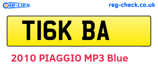 T16KBA are the vehicle registration plates.
