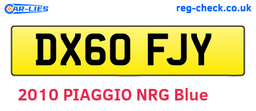 DX60FJY are the vehicle registration plates.