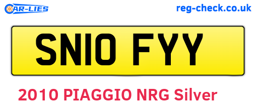 SN10FYY are the vehicle registration plates.