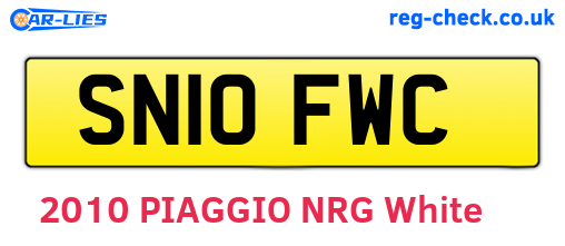 SN10FWC are the vehicle registration plates.