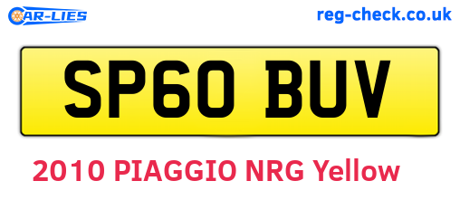 SP60BUV are the vehicle registration plates.