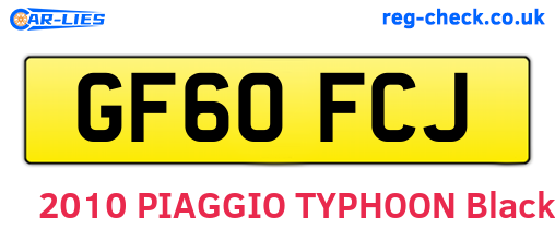 GF60FCJ are the vehicle registration plates.