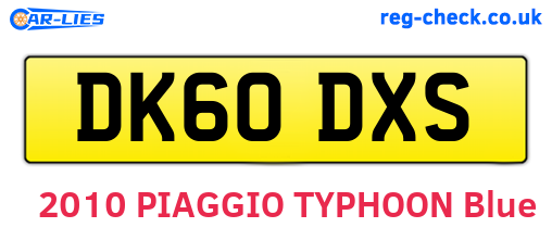 DK60DXS are the vehicle registration plates.