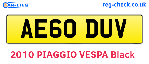 AE60DUV are the vehicle registration plates.