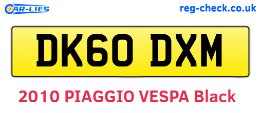 DK60DXM are the vehicle registration plates.