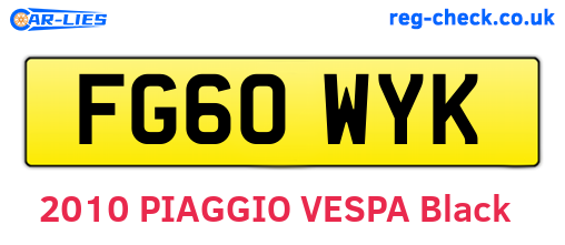 FG60WYK are the vehicle registration plates.
