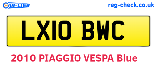 LX10BWC are the vehicle registration plates.