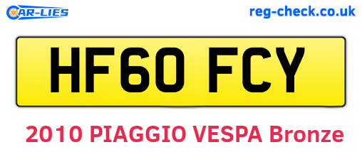 HF60FCY are the vehicle registration plates.