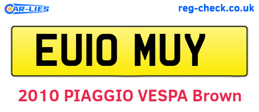 EU10MUY are the vehicle registration plates.