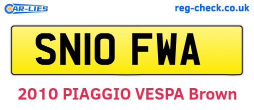 SN10FWA are the vehicle registration plates.