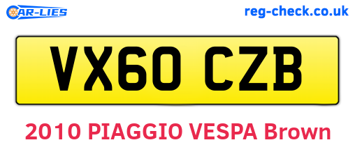 VX60CZB are the vehicle registration plates.
