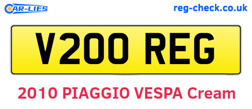 V200REG are the vehicle registration plates.
