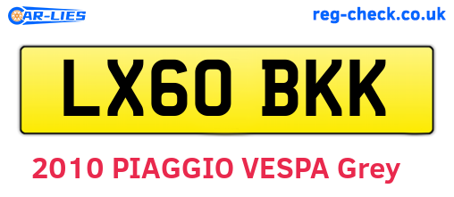 LX60BKK are the vehicle registration plates.