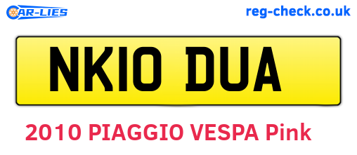 NK10DUA are the vehicle registration plates.