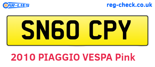 SN60CPY are the vehicle registration plates.