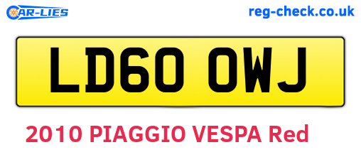 LD60OWJ are the vehicle registration plates.