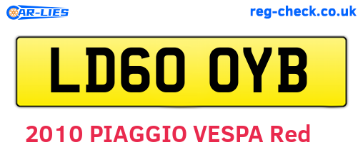 LD60OYB are the vehicle registration plates.