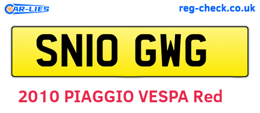 SN10GWG are the vehicle registration plates.