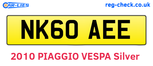 NK60AEE are the vehicle registration plates.