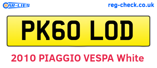 PK60LOD are the vehicle registration plates.