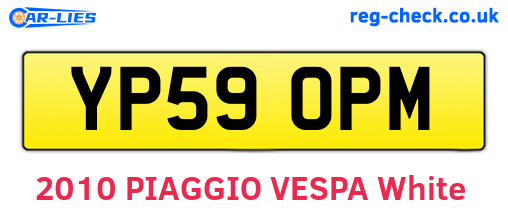 YP59OPM are the vehicle registration plates.