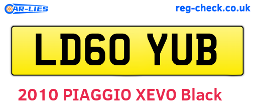 LD60YUB are the vehicle registration plates.