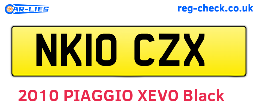 NK10CZX are the vehicle registration plates.