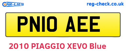PN10AEE are the vehicle registration plates.