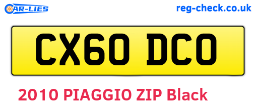 CX60DCO are the vehicle registration plates.