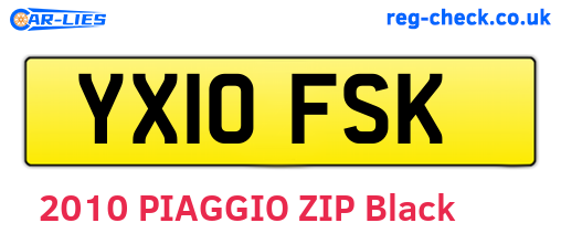 YX10FSK are the vehicle registration plates.