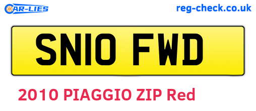 SN10FWD are the vehicle registration plates.