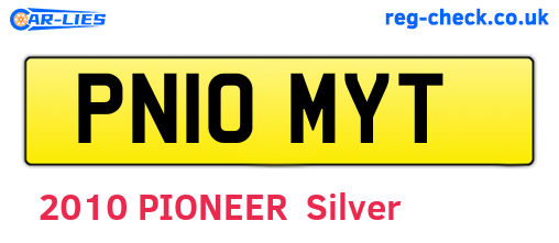PN10MYT are the vehicle registration plates.
