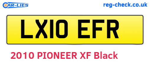 LX10EFR are the vehicle registration plates.