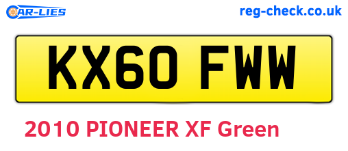 KX60FWW are the vehicle registration plates.