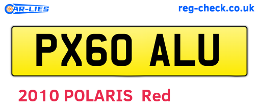 PX60ALU are the vehicle registration plates.