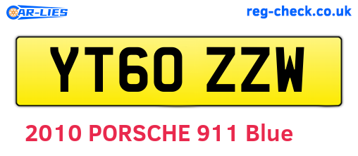 YT60ZZW are the vehicle registration plates.