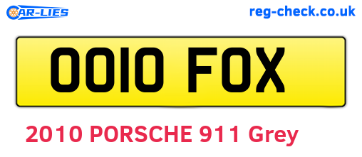 OO10FOX are the vehicle registration plates.