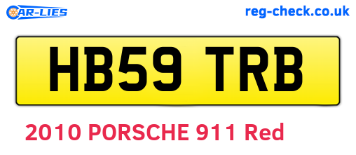 HB59TRB are the vehicle registration plates.