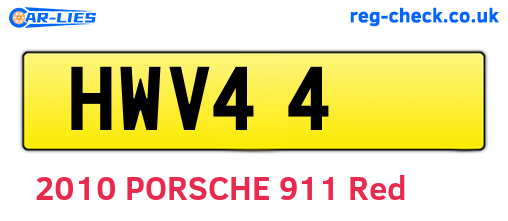 HWV44 are the vehicle registration plates.
