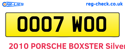 OO07WOO are the vehicle registration plates.